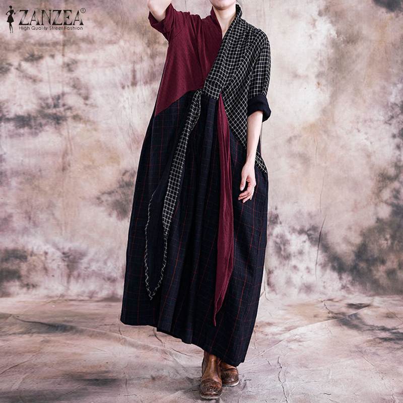 ZANZEA Vintage Long Dress Women Pacthwork Maxi Sundress Autumn Retro Plaid Checked Loose Party Vestido Kaftan Tunic Dresses 5XL, Navy
ZANZEA Vintage Long Dress Women Pacthwork Maxi Sundress Autumn Retro Plaid Checked Loose Party Vestido Kaftan Tunic Dresses 5XL, Navy