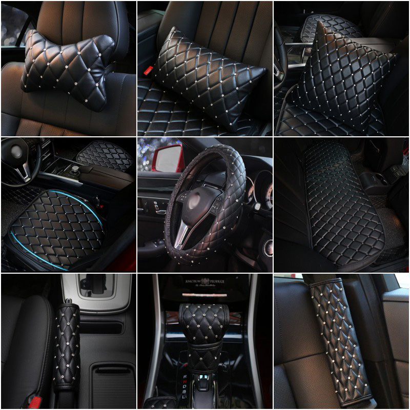 Diamond Leather Car Headrest Neck Pillow Waist Support Crystal Rhinestones Car Seat Cushion Covers Styling Interior Accessories
Diamond Leather Car Headrest Neck Pillow Waist Support Crystal Rhinestones Car Seat Cushion Covers Styling Interior Accessories