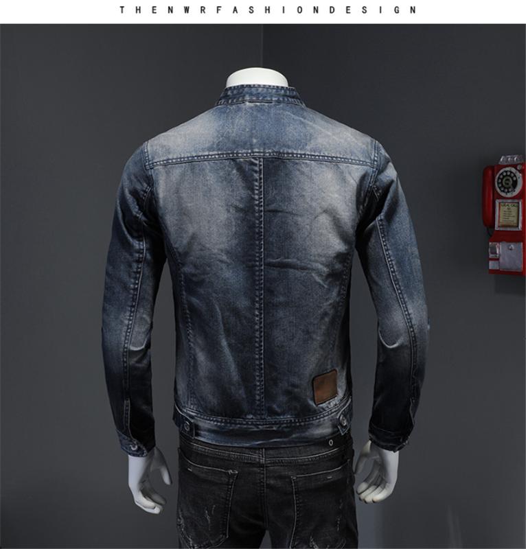 Winter 2020 Denim Jackets Men vintage High Quality Business Casual Stand collar streetwear Jean Jacket Coat Male baseball Coats1