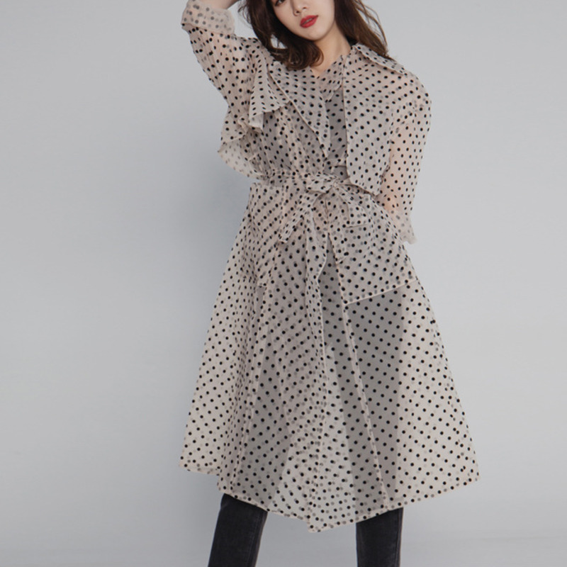 Women Coat Women Trench Coat Dot Vintage Bandage Long Trench Coats Perspective Casual Overcoat 2020 New Fashion Tops P626, Beige
Women Coat Women Trench Coat Dot Vintage Bandage Long Trench Coats Perspective Casual Overcoat 2020 New Fashion Tops P626, Beige