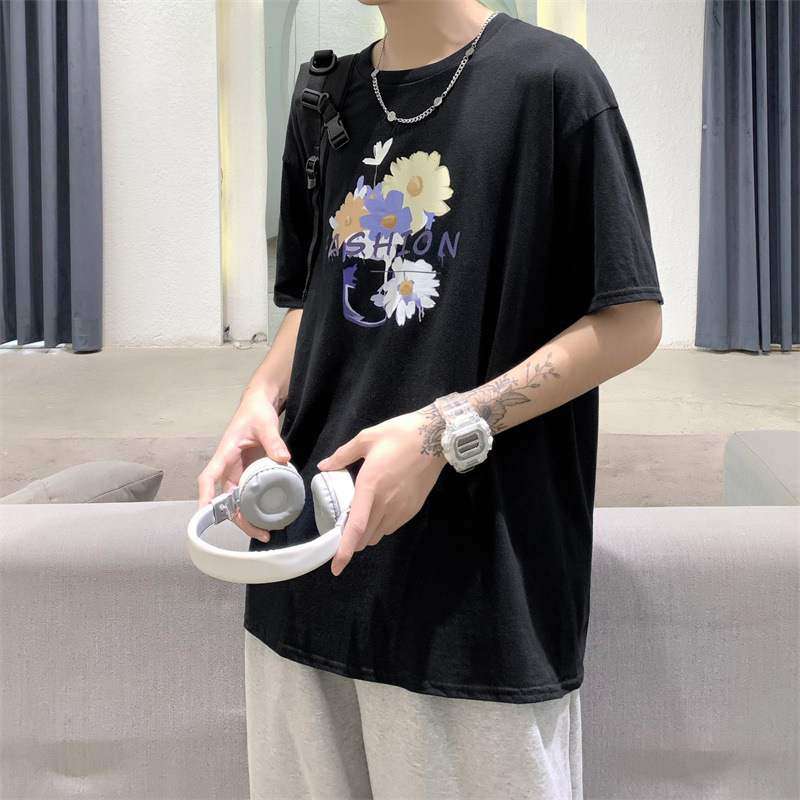 Novelty Harajuku young Flowers print T-shirt Loose brief All-match Round neck clothes casual Painted Pullover men streetwear, Black
Novelty Harajuku young Flowers print T-shirt Loose brief All-match Round neck clothes casual Painted Pullover men streetwear, Black
