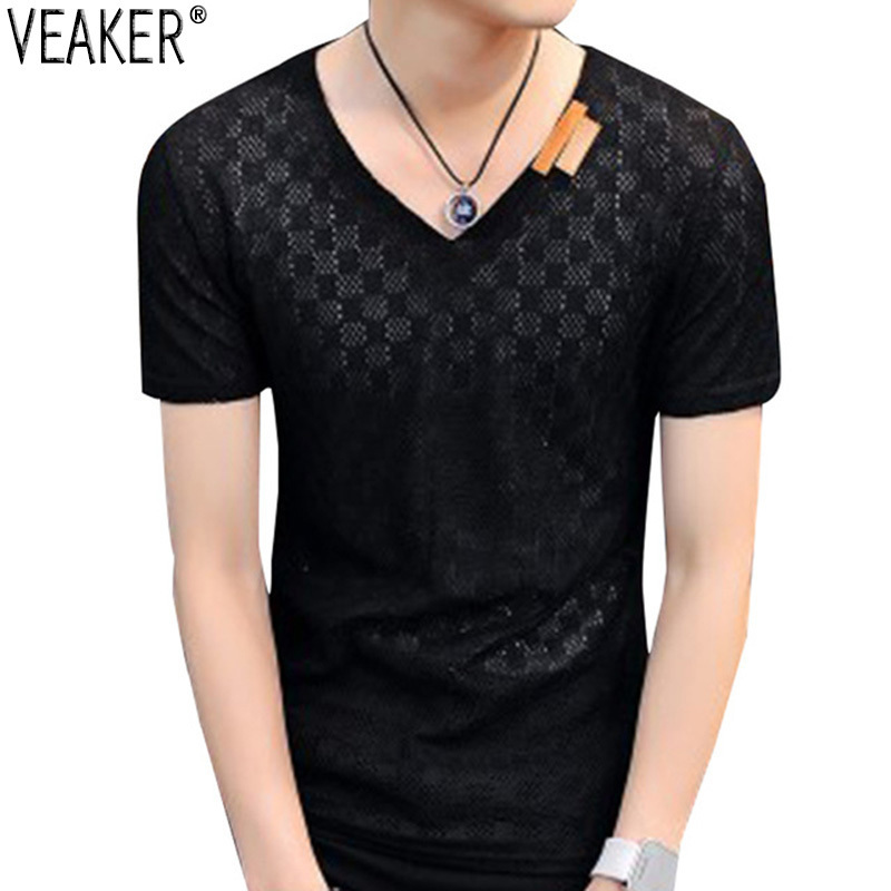 2019 Men's Sexy Hollow Out Hole T shirt Male Summer Breathable Slim Fit Solid V-Neck Short Sleeve T shirts Tops Plus Size 6XL, Dark grey
2019 Men's Sexy Hollow Out Hole T shirt Male Summer Breathable Slim Fit Solid V-Neck Short Sleeve T shirts Tops Plus Size 6XL, Dark grey