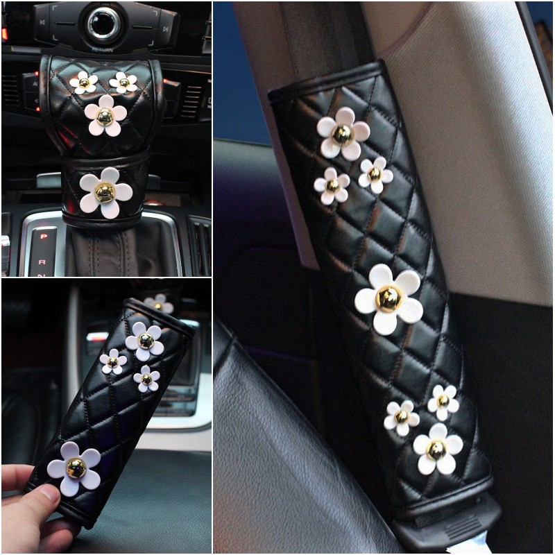 Hot Cute Daisy Flower Leather Seat Belt Cover Auto Handbrake Cover Gear Shifter Covers Girls Car Styling Interior Accessories
Hot Cute Daisy Flower Leather Seat Belt Cover Auto Handbrake Cover Gear Shifter Covers Girls Car Styling Interior Accessories