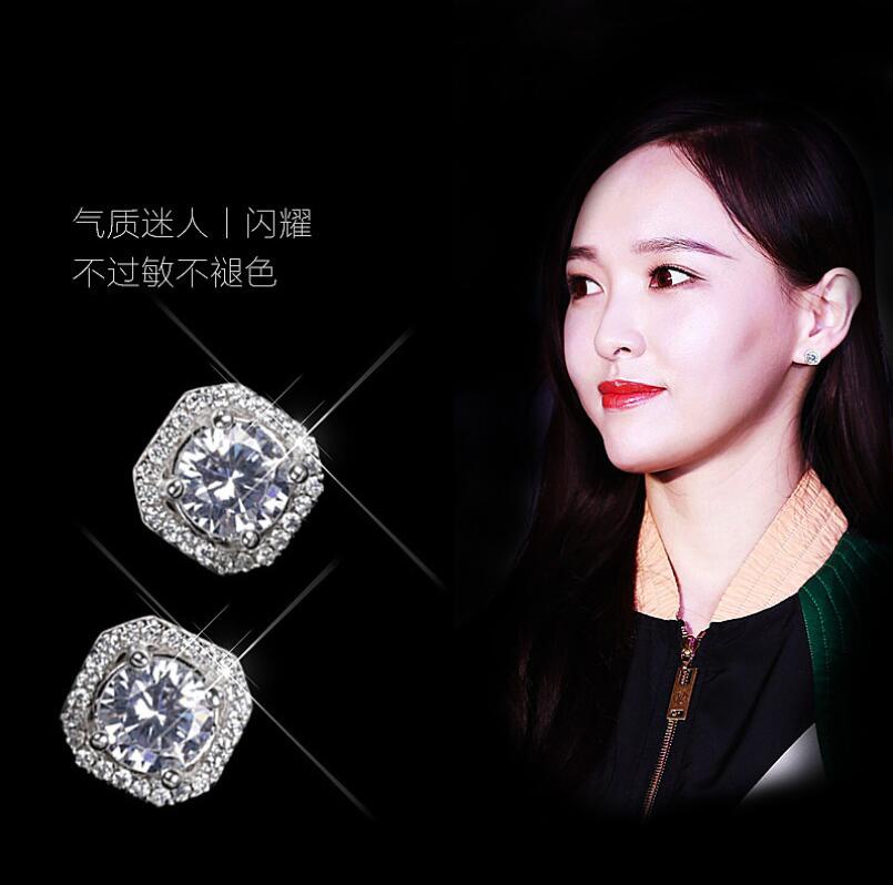 Stunning 2024 Sterg Sier Square Stud Earrings with White Topaz CZ