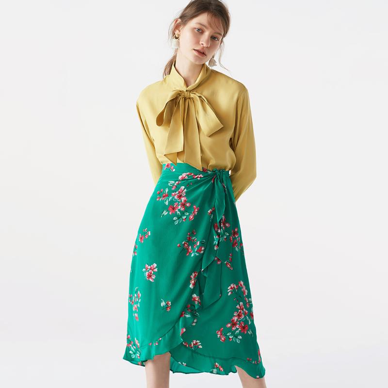 French chic summer Women Skirt 100% Silk Green Printed Wrap Style High Waist Ruffled Skirt
French chic summer Women Skirt 100% Silk Green Printed Wrap Style High Waist Ruffled Skirt
