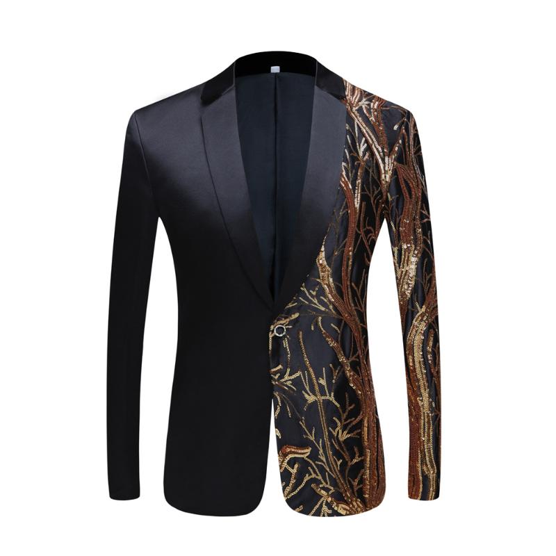 Tide Mens Gold Sequins Slim Fit Black Balzer Hip Hop Stage Singers Prom Dress Suit Jacket Party Jacket Men
Tide Mens Gold Sequins Slim Fit Black Balzer Hip Hop Stage Singers Prom Dress Suit Jacket Party Jacket Men