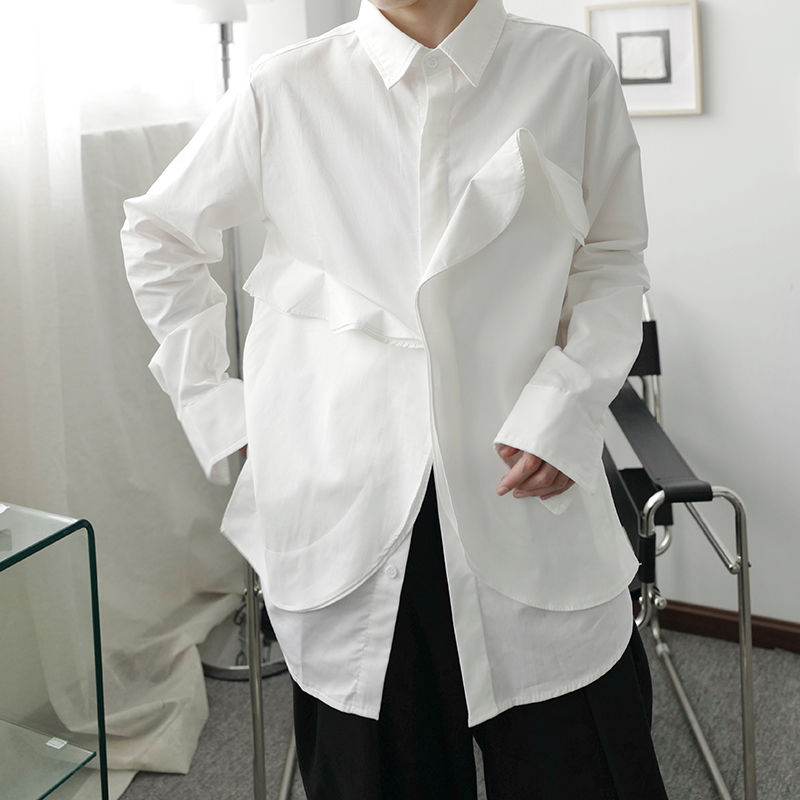 EWQ / men' wear Minimalist style asymmetric white shirt ins Korean loose male long sleeve ruffles design tops 2020 new 9Y3203
EWQ / men' wear Minimalist style asymmetric white shirt ins Korean loose male long sleeve ruffles design tops 2020 new 9Y3203