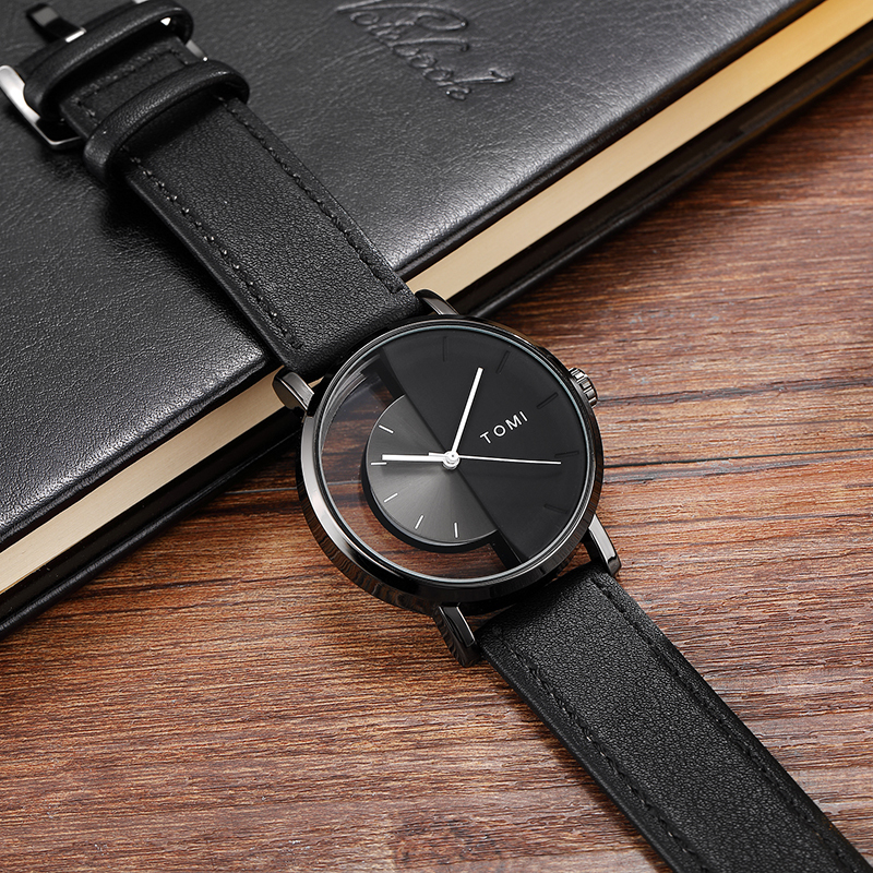 Unique Watch Transparent Dial Unisex Watches For Men Women Couple Fashion Simple Leather Man Wristwatch Male Female Quartz Reloj CX200720