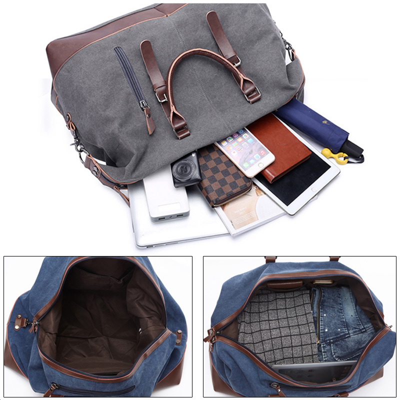 Scione Men Canvas Travel Shoulder Luggage Bags Large Capacity Handbag Business Casual Vintage Leather Simple Tote Bag For Women CX200718