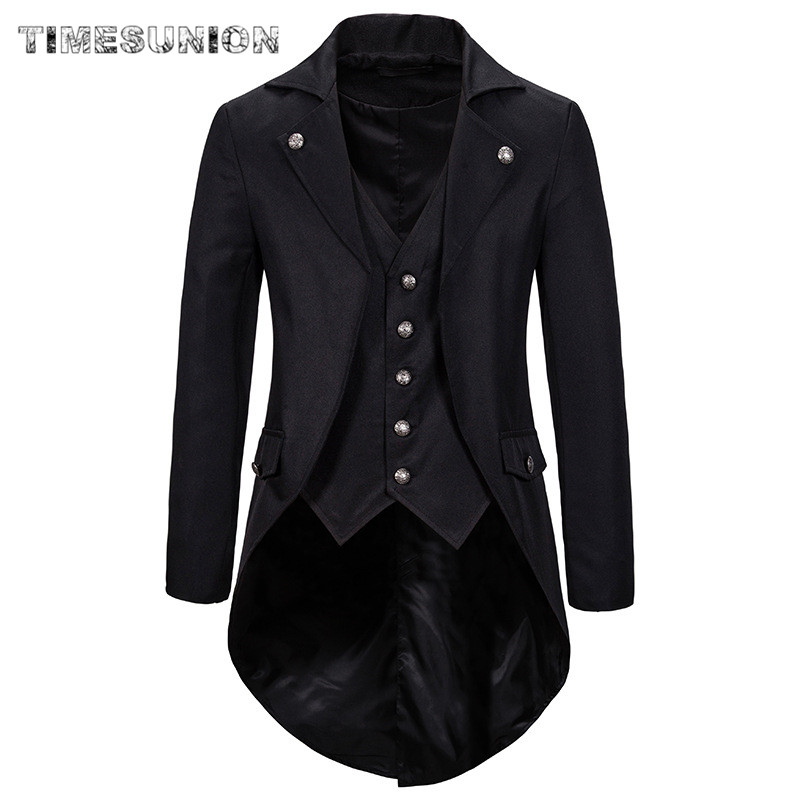 Gothic Men' Coat Tailcoat Jacket Frock Coat Uniform Costume Praty Outwear Fashion Long men 2020 Overcoat Uniform For Men, Black
Gothic Men' Coat Tailcoat Jacket Frock Coat Uniform Costume Praty Outwear Fashion Long men 2020 Overcoat Uniform For Men, Black