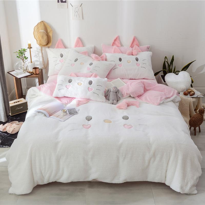 37 White Pink Gray Winter Thick Flannel Lovely Cat Girl Bedding set Fleece Fabric Duvet Cover Bed sheet/Linen Pillowcases
37 White Pink Gray Winter Thick Flannel Lovely Cat Girl Bedding set Fleece Fabric Duvet Cover Bed sheet/Linen Pillowcases