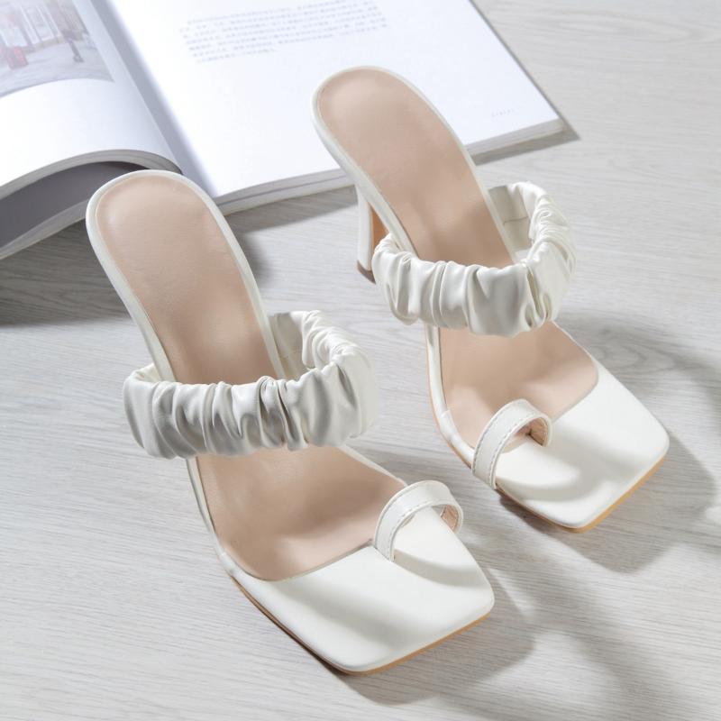 Slippers Women Pleated Mid Heel Shoes Square Toe Block Heels Slides Female Summer Sandals Ladies White Large Size 42
Slippers Women Pleated Mid Heel Shoes Square Toe Block Heels Slides Female Summer Sandals Ladies White Large Size 42