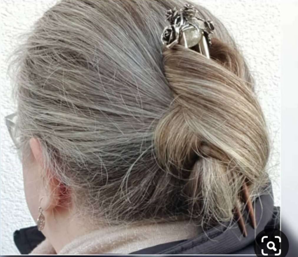1PCS Silky straight salt and pepper brown to grey human hair ponytail for european brazilian natural highlights grey ponytail puff bun120g
