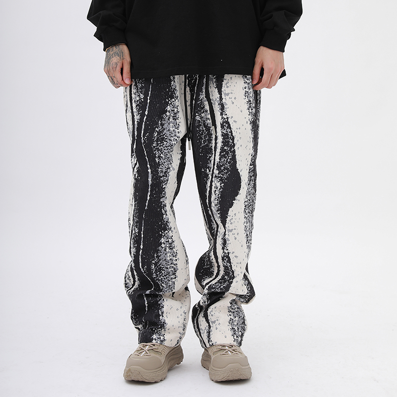 Tie Dye Painted Corduroy Casual Pants Men and Women Drawstring Straight Loose Trousers Streetwear Oversize Cargo Pants, Black
Tie Dye Painted Corduroy Casual Pants Men and Women Drawstring Straight Loose Trousers Streetwear Oversize Cargo Pants, Black