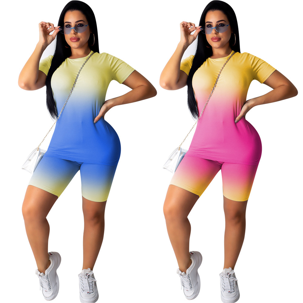 tracksuits Trend 2021 European-style spring and summer fashion casual round neck short sleeve street shorts suit support mixed batch