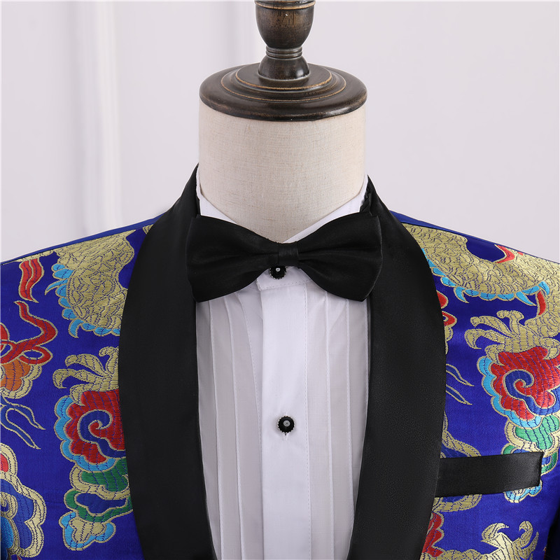 2-Piece New Singer Nightclub Printed Men Suit Host Bar Stage Performance Party Wear Lapel Suit Fit Slim Suit For Man In Stock Free Shipping