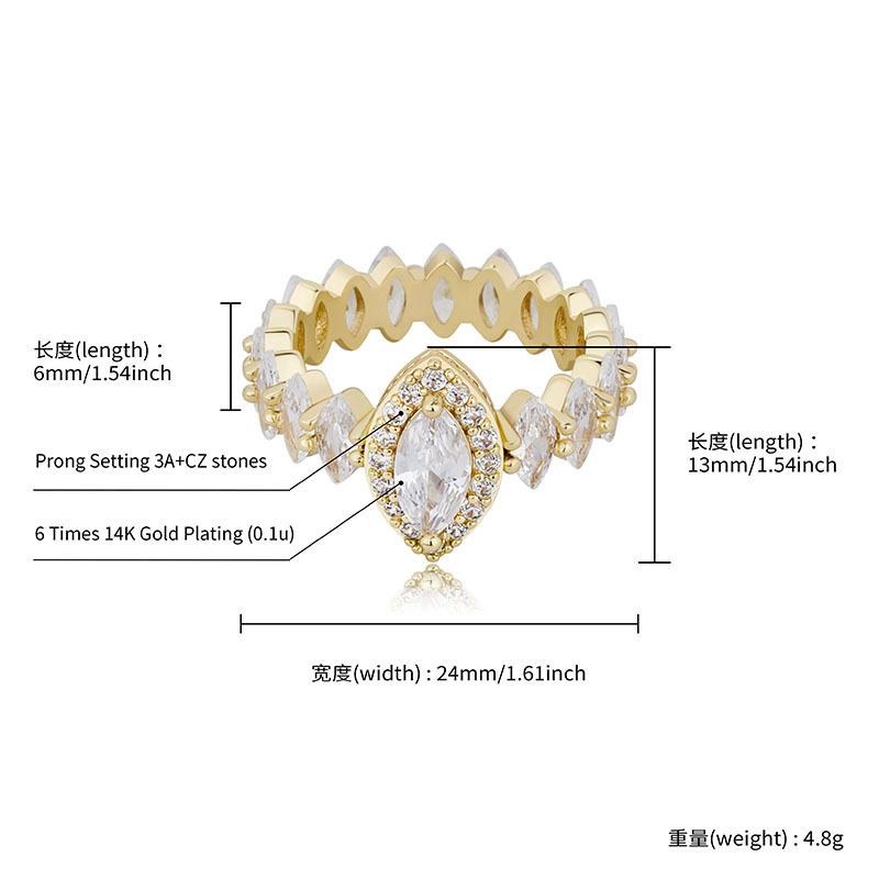 Oval Cubic Zirconia Womens Crown Wedding Finger Ring Hip Hop Real Gold Plated Bling CZ Diamond Engagement Band Rings Jewelry Gifts for Women Bijoux