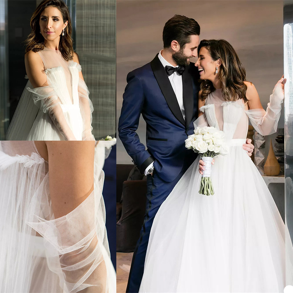 hot simply a line wedding dresses sheer jewel neck long sleeve bridal gowns beach boho plus size wedding dress robes de marie