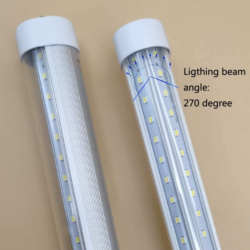 R17D FA8 8FT LED Tube Light Bulb 72W 7200LM 45W 4500LM Double Side V Shape Integrated 8 Foot LED Light Fixtures T8 LED Shop Lighting