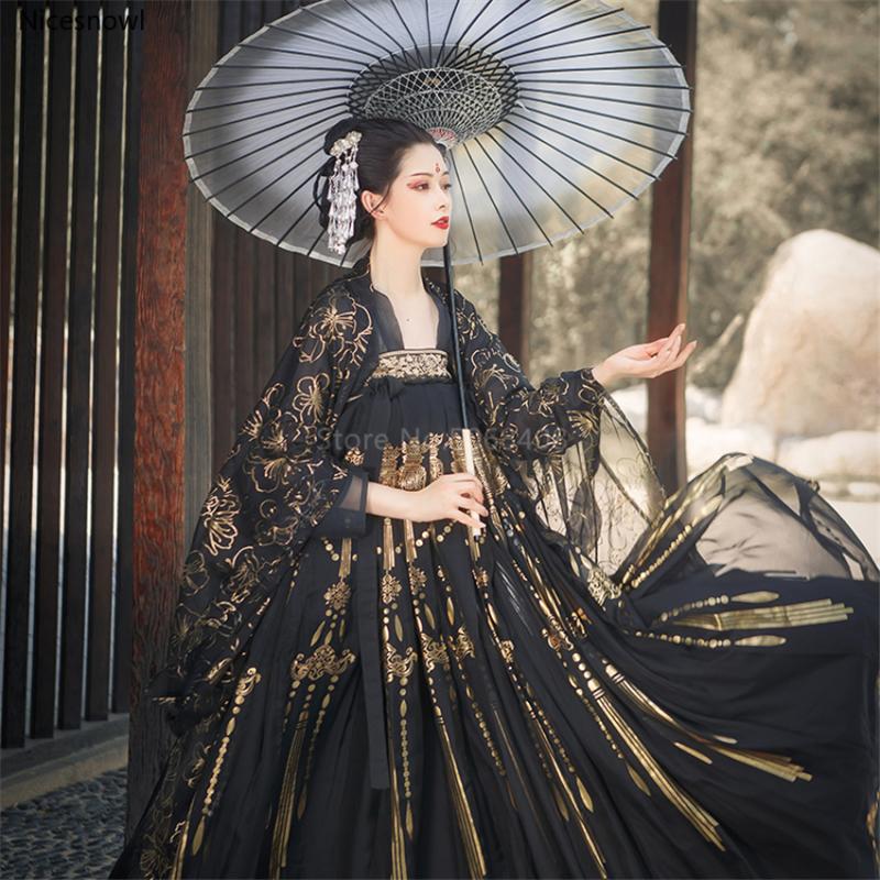 Women Dress Hanfu Oriental Dance Costumes Chinese Traditional Ancient Black Gothic Floral Skirt Stage Performance Girls Outfits, Kimono
Women Dress Hanfu Oriental Dance Costumes Chinese Traditional Ancient Black Gothic Floral Skirt Stage Performance Girls Outfits, Kimono