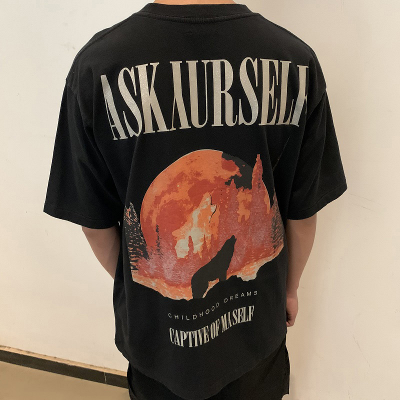 Askyurself Askyourself Kanye West Men's Summer T-shirt Wolf retro Vintage Solid color Short Sleeve Tops Bottom Tees Streetwear Men Tshirt, White;black
Askyurself Askyourself Kanye West Men's Summer T-shirt Wolf retro Vintage Solid color Short Sleeve Tops Bottom Tees Streetwear Men Tshirt, White;black