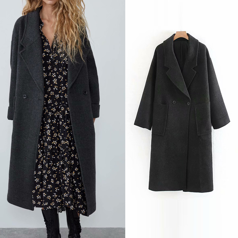 Fashion Office Lady Long Coats Women Long Winter Wool Blend Coat Slim Solid Loose Wool Coat and Jacket Double Breasted Outerwear, Black
Fashion Office Lady Long Coats Women Long Winter Wool Blend Coat Slim Solid Loose Wool Coat and Jacket Double Breasted Outerwear, Black