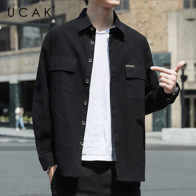 UCAK Brand Tooling Style Shirts Men's Clothing Long Sleeve Cotton Shirt Homme Autumn Spring Solid Color Pockets Clothes U6093, White;black 
UCAK Brand Tooling Style Shirts Men's Clothing Long Sleeve Cotton Shirt Homme Autumn Spring Solid Color Pockets Clothes U6093, White;black