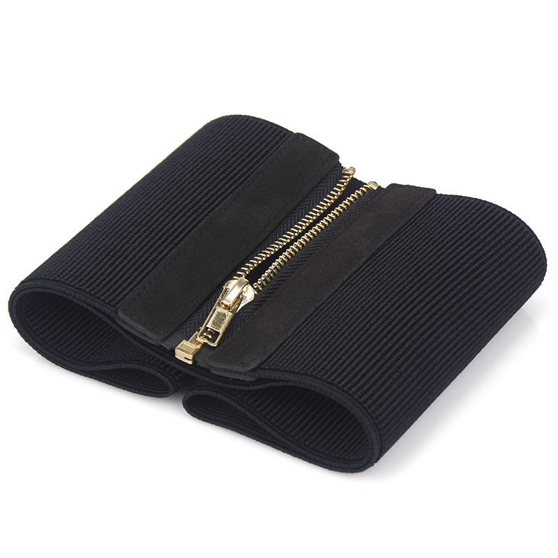 Women Solid Zipper Wide Cummerbund Elastic Waist Belt Stretch Waistband Thin Fashion Khaki Camel Black 200-A953 CX200722