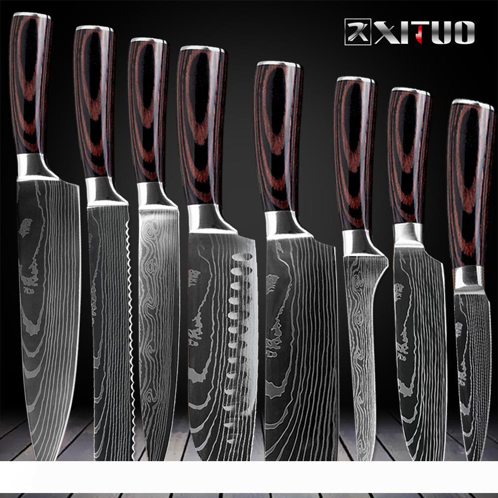 Kitchen Chef Knives Set 8 inch Japanese 7CR17 440C High Carbon Stainless Steel Damascus Laser Pattern Slicing Santoku Tool
Kitchen Chef Knives Set 8 inch Japanese 7CR17 440C High Carbon Stainless Steel Damascus Laser Pattern Slicing Santoku Tool