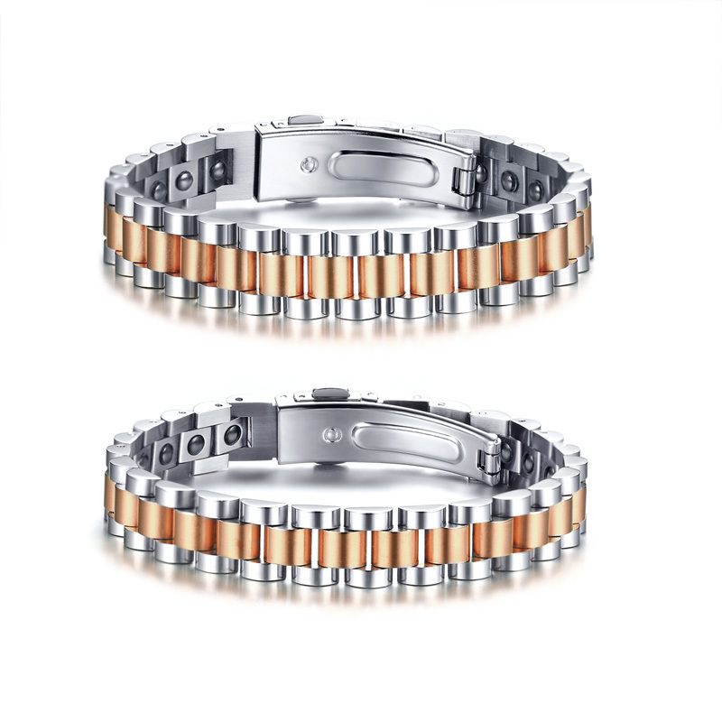 BLACK HEMATITE MAGNETIC THERAPY WATCHBAND BRACELET FOR MEN STAINLESS STEEL LINK BRACELETS GIFT FOR HIM HER CX200731