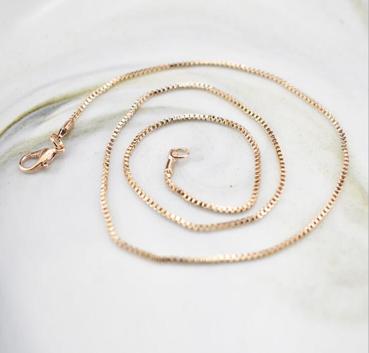 Venice Chain Men women Necklace silvery White K rose gold K gold 1.4MM Box Chain Necklace 16"/18"/20" for Pendants
