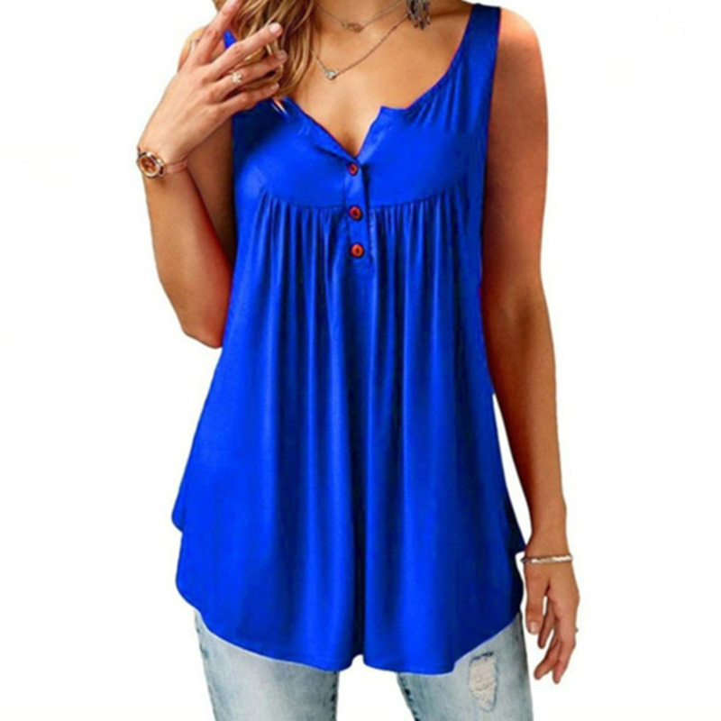 Solid Color Casual Vest T-shirt Women Summer Sleeveless V-Neck Pleated Button Shirts Female Loose All-match Tees Plus Size S, Light green
Solid Color Casual Vest T-shirt Women Summer Sleeveless V-Neck Pleated Button Shirts Female Loose All-match Tees Plus Size S, Light green