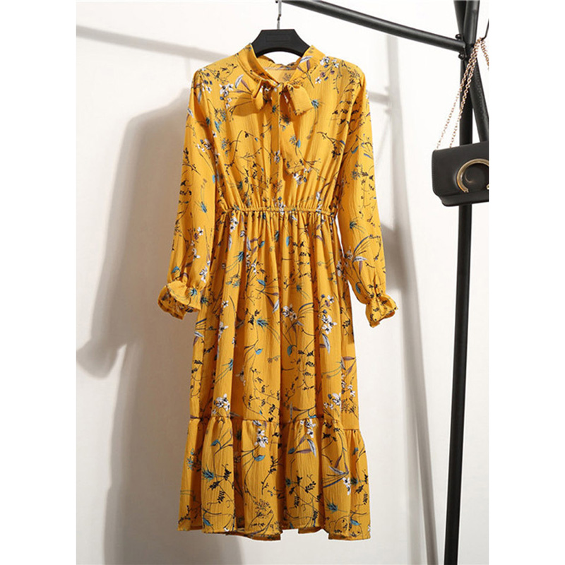Women Casual Autumn Dress Lady Korean Style Vintage Floral Printed Chiffon Shirt Dress Long Sleeve Bow Midi Summer Dress Vestido, A-6
Women Casual Autumn Dress Lady Korean Style Vintage Floral Printed Chiffon Shirt Dress Long Sleeve Bow Midi Summer Dress Vestido, A-6