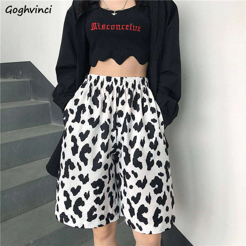 Women Shorts Printing Cow Pattern Loose Harajuku Elastic Waist Half-length Streetwear Hip-hop Leisure Unisex Fashion Ulzzang Ins, White
Women Shorts Printing Cow Pattern Loose Harajuku Elastic Waist Half-length Streetwear Hip-hop Leisure Unisex Fashion Ulzzang Ins, White