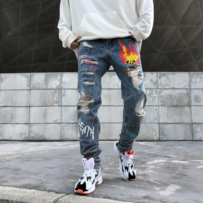 EWQ / Men's Jeans 2020 Spring Holes Jeans For Male Trend Personglity Printing Trousers With Pockets Fashion New 19H-a257, Blue
EWQ / Men's Jeans 2020 Spring Holes Jeans For Male Trend Personglity Printing Trousers With Pockets Fashion New 19H-a257, Blue