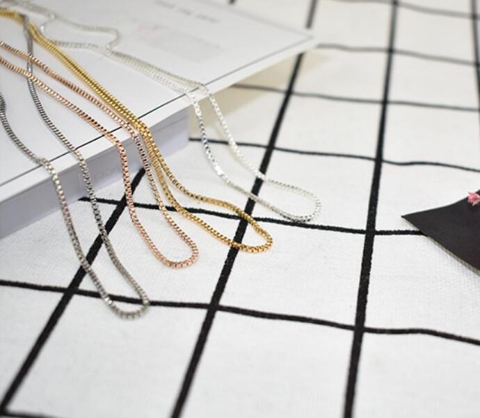 Venice Chain Men women Necklace silvery White K rose gold K gold 1.4MM Box Chain Necklace 16"/18"/20" for Pendants