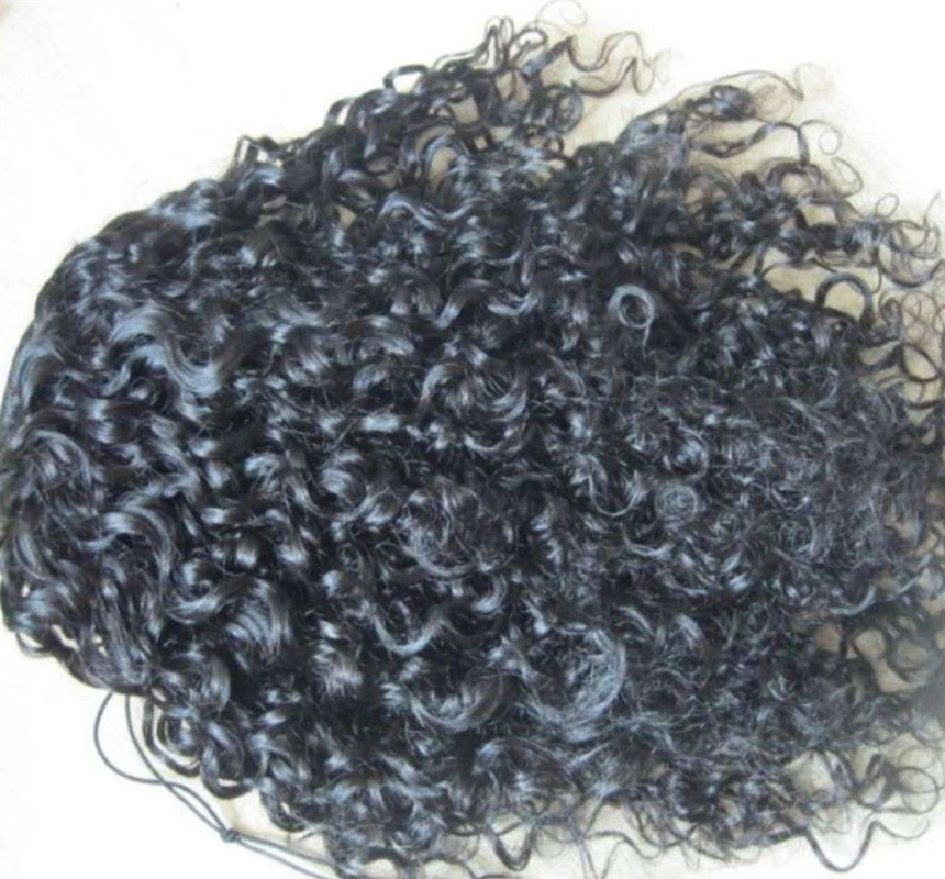 18 Inch Natural Curly Drawstring Ponytail Hair Extensions Human Corn Wave Ponytail Hairpieces for Black Women 140g