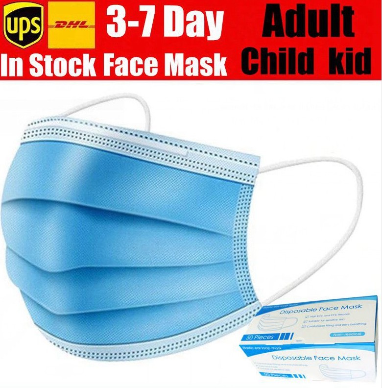 Disposable Face Mask 3 Layers Earloop Anti-Dust Face masks Mouth Masks with box KID boy adult mask Shipping with in 12-24 hours DHA594
Disposable Face Mask 3 Layers Earloop Anti-Dust Face masks Mouth Masks with box KID boy adult mask Shipping with in 12-24 hours DHA594