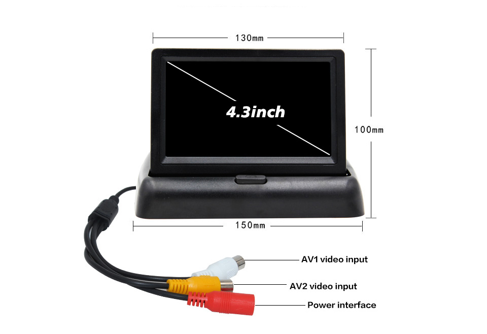4.3"Car Monitor Foldable Color TFT-LCD Monitor Car Reverse Rearview Parking System LCD Monitor for Car Rear view Camera