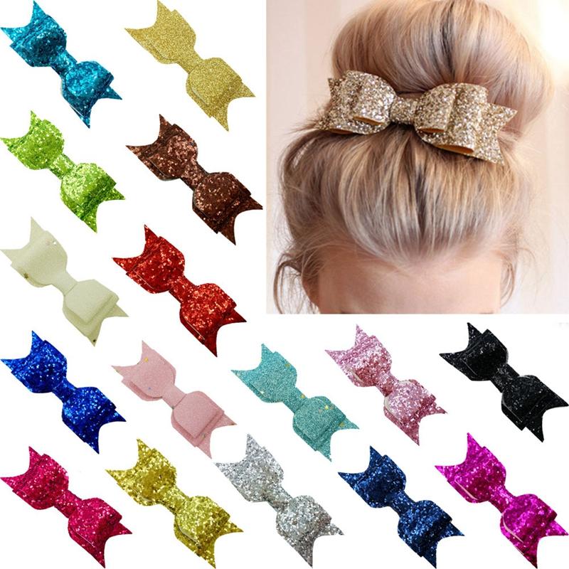 Girls Sequin Big Bow Hairclips Kids Glitter Pinzas Para El Pelo Del Arco Madchen Hair Clip Shiny Butterfly Headdress Girls Bow Hair Clips