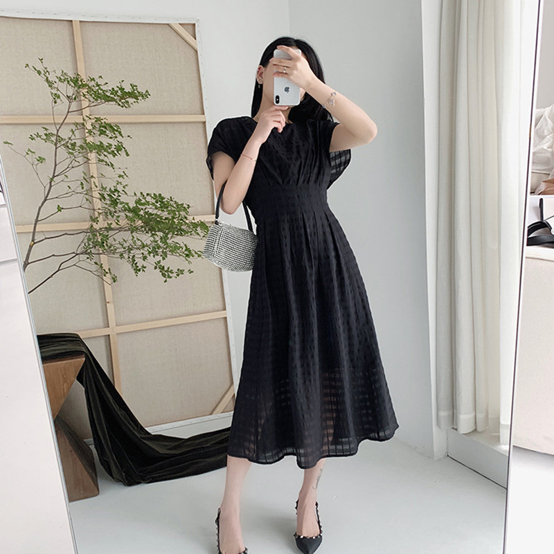 Two-pieces Set Women Black Midi Dress High Waist Short Sleeve Slash Neck Plaid Lady Dresses
Two-pieces Set Women Black Midi Dress High Waist Short Sleeve Slash Neck Plaid Lady Dresses