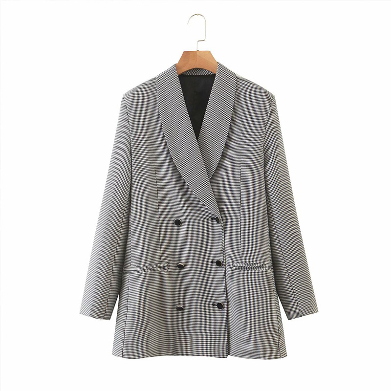 2020 Summer Women Plaid Blazers Coats Long Sleeve Double Breasted Notched Blazer Female Elegant Office Lady Blazers Clothes
2020 Summer Women Plaid Blazers Coats Long Sleeve Double Breasted Notched Blazer Female Elegant Office Lady Blazers Clothes