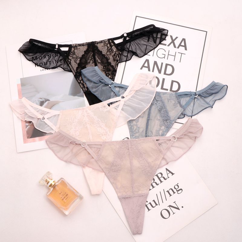 Lace Sexy Light Luxury Hollowed Transparent Mid-low Waist Fashion Girl's Thong T Pants Briefs, Black
Lace Sexy Light Luxury Hollowed Transparent Mid-low Waist Fashion Girl's Thong T Pants Briefs, Black