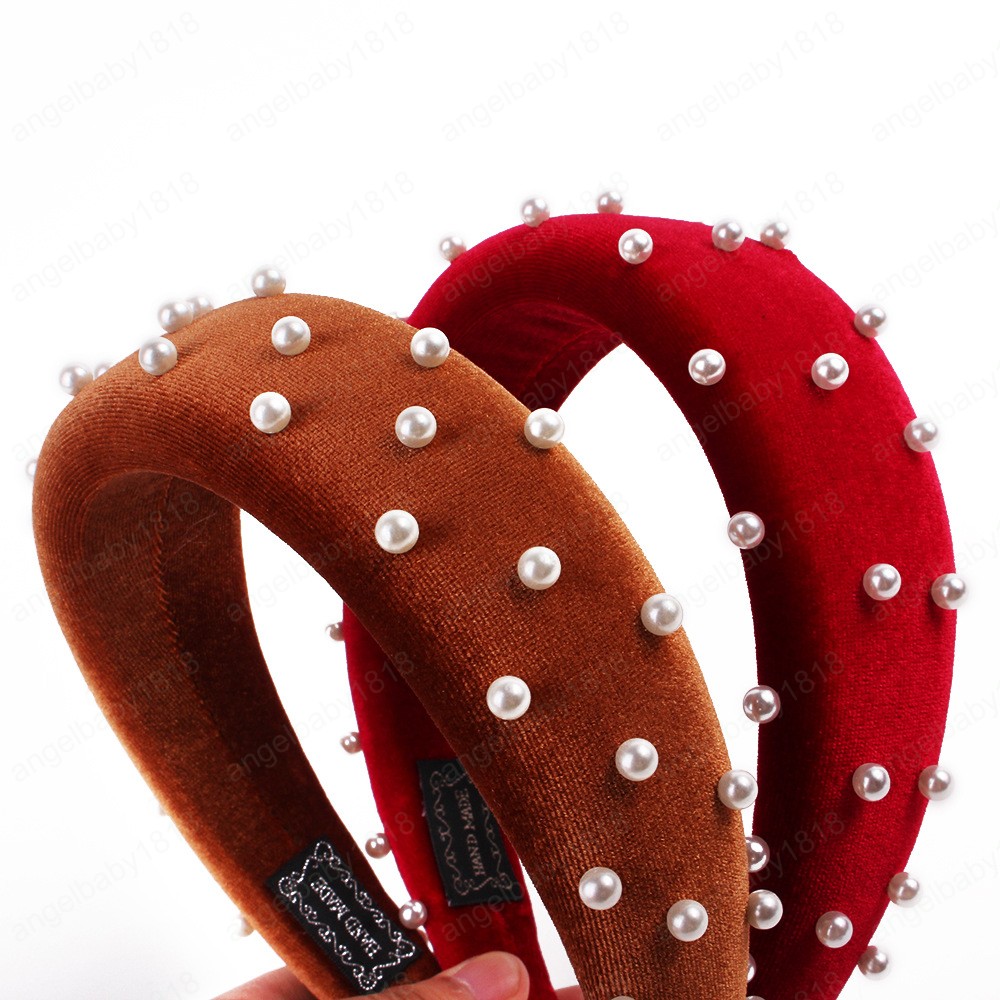 New fashion Sponge Thick Velvet Headbands for Women Hair Accessories Band Autumn Wide Simulation Pearls Headwear Hairbands