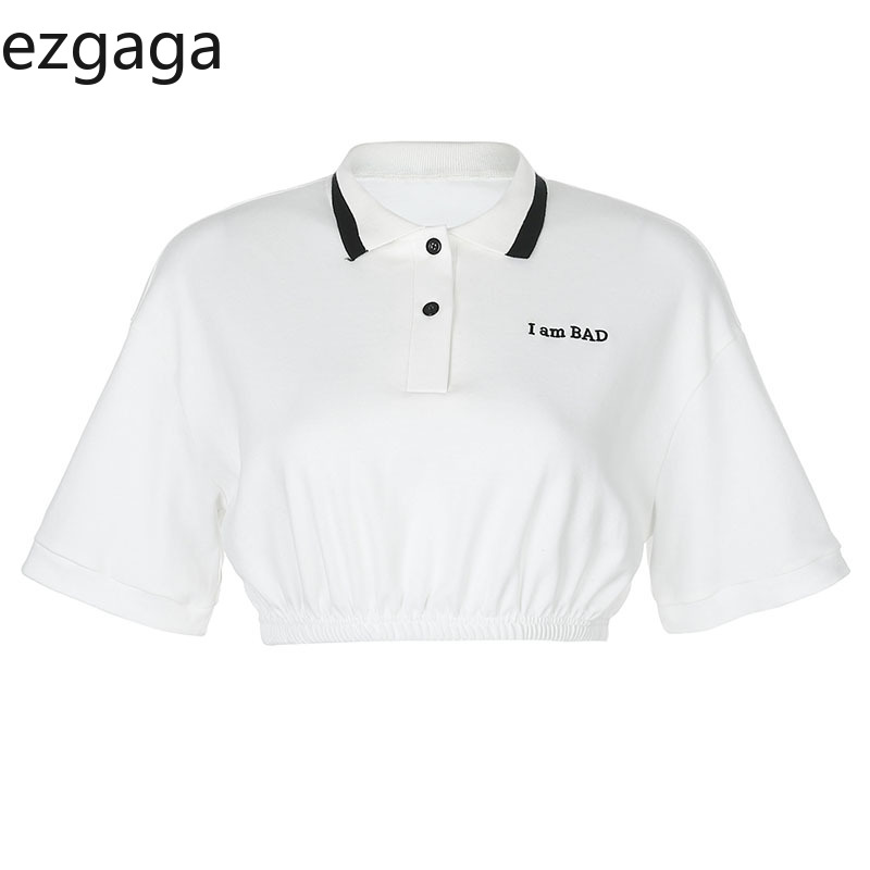 Ezgaga Women Short Sleeve T Shirt 2020 New Waist Down Slim Thin Turn-down Collar Letter Button All-Match Lady Fashion Casual, White
Ezgaga Women Short Sleeve T Shirt 2020 New Waist Down Slim Thin Turn-down Collar Letter Button All-Match Lady Fashion Casual, White