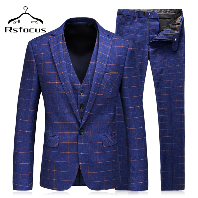 Rsfocus 3 Pieces Tuxedo Blue Men Suits 2020 Autumn New Fashion Slim Fit Plaid Party Dress Costume Men's Suit With Pants TZ012, Blue blazer
Rsfocus 3 Pieces Tuxedo Blue Men Suits 2020 Autumn New Fashion Slim Fit Plaid Party Dress Costume Men's Suit With Pants TZ012, Blue blazer
