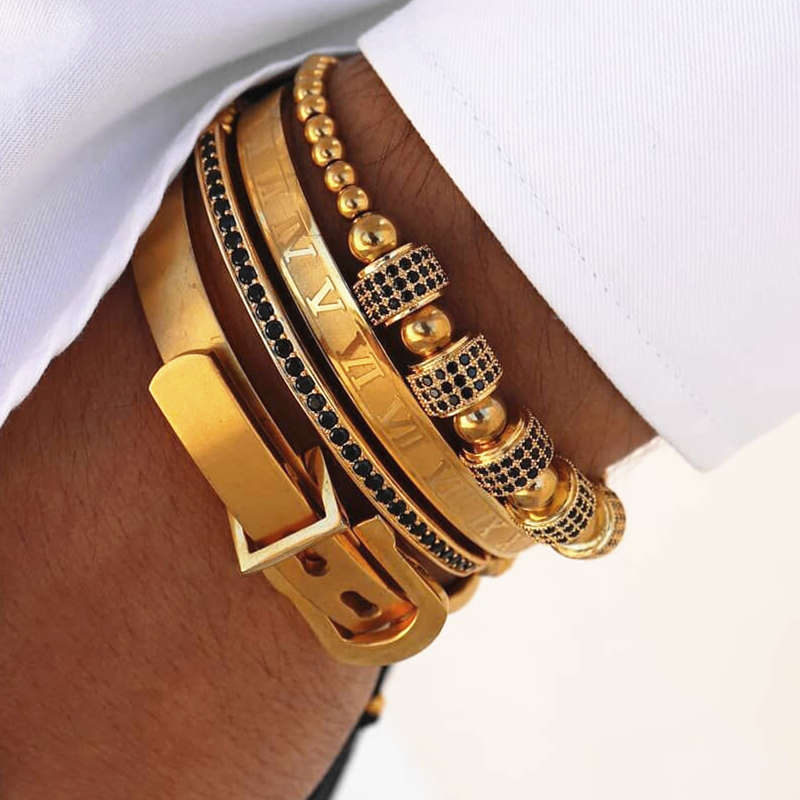 wholesale 4pcs/Set Hot Men New design Steel Roman Numeral Beaded, Strands Bracelet Horseshoe Buckle Bangles Pulseira Bileklik Jewelry Factory
wholesale 4pcs/Set Hot Men New design Steel Roman Numeral Beaded, Strands Bracelet Horseshoe Buckle Bangles Pulseira Bileklik Jewelry Factory