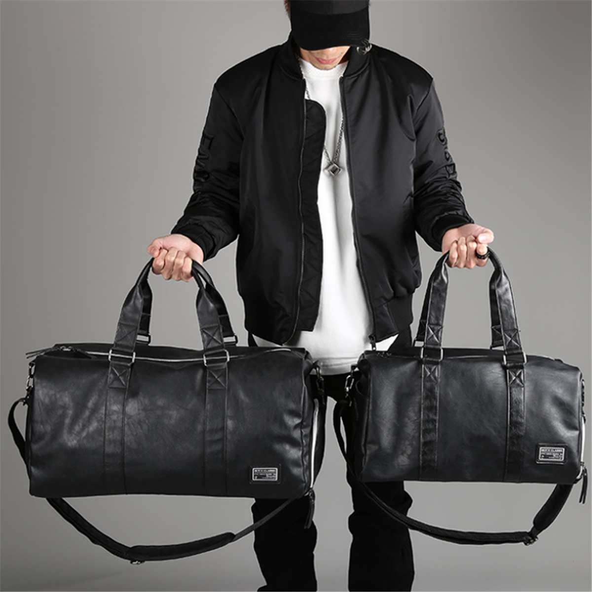 AEQUEEN Black Men Travel Duffle Bags Waterproof PU Leather Handbags Shoulder Bag For Women Man Large Capacity Weekend Bag CX200718
AEQUEEN Black Men Travel Duffle Bags Waterproof PU Leather Handbags Shoulder Bag For Women Man Large Capacity Weekend Bag CX200718