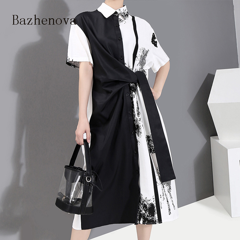 Women' Printed Stitching Streetwear 2020 New Korean Sashes Notched Asymmetrical Dress Mid-Calf Summer DressT1383, White
Women' Printed Stitching Streetwear 2020 New Korean Sashes Notched Asymmetrical Dress Mid-Calf Summer DressT1383, White