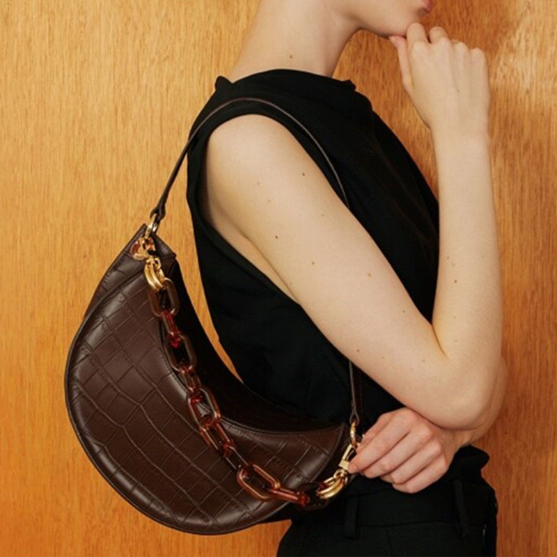Designer- Vintage Alligator Half Moon Women Shoulder Bags Acrylic Chains Handbags Pu Leather Crossbody Bag Lady Big Purses, Black
Designer- Vintage Alligator Half Moon Women Shoulder Bags Acrylic Chains Handbags Pu Leather Crossbody Bag Lady Big Purses, Black